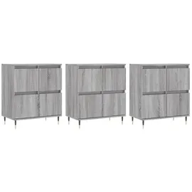 vidaXL Sideboards 3 Stk. Grau Sonoma Holzwerkstoff