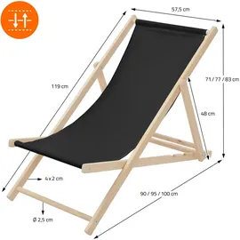 ECD Germany Gartenliege 117 x 52 x 83 cm Schwarz
