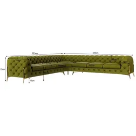 s-style möbel Chesterfield Eckcouch Samt 3-Sitzer Grün