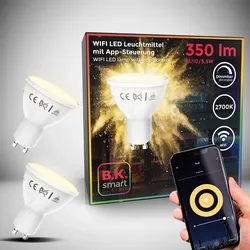 B.K.LICHT LED-Leuchtmittel, G (A-G), weiß, L:5cm Ø:5,6cm, Leuchtmittel, Smart Home LED-Lampe, RGB, WiFi, App-Steuerung, dimmbar