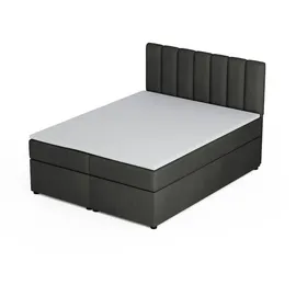 dein schlaf 24 Boxspringbett ROCK 160x200 Velour Anthrazit H3 - Dunkelgrau