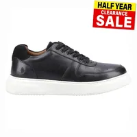 Hush Puppies Wyatt Herren Freizeitschuhe aus Leder Schnürschuhe Schwarz