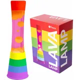 FISURA - Regenbogen-Lavalampe. Mehrfarbige Regenbogenbasis, rosa Flüssigkeit und orangefarbene Lava. Lavalampe mit Ersatzbirne. 11 x 11 x 39,5 zentimeter.