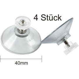Vakuplastic 4 x Saugnapf Ø 40mm mit M4 Gewinde V2A, Saugnäpfe, mit Rändelmutter klar