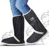 Wasserdicht Überschuhe, Schuhüberzieher Wiederverwendbare, für Regen Schnee Outdoor Rutschfester, Wasserdichter Schutz von den Zehen bis zur Wade, für Männer Frauen (Schwarz Grau, XL) - XL