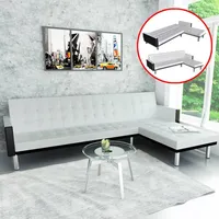 Schlafsofa L-form Kunstleder Weiß