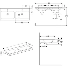 Geberit iCon Light Doppelwaschtisch 120 x 48 cm (501838002)
