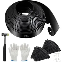 SDLDEER Flexible Rasenkante Kunststoff, 20m Lang 10cm Hoch Rasenkanten mit 200 Erdanker, Plastic Beeteinfassung Kunststoff Gartenzaun Beetumrandung Rasenbegrenzung, Schwarz