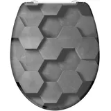 Schütte WC-Sitz »Grey HEXAGONS mit Absenkautomatik und Schnellverschluss für die Reinigung, Klobrille 150 kg), Grau