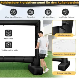 Costway Aufblasbare Beamer Leinwand, 147 Zoll, Projektor Leinwand mit Gebläse und Erdspieße, 16:9, HD, 4K, doppelseitige Projektionsleinwand für...
