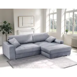 Ecksofa EXXPO - SOFA FASHION "Larnaca, inkl. Bettfunktion und Bettkasten, bequem und komfortabel", grau, B:269cm H:90cm T:177cm, Sofas, mit extrabreiten Rückenkissen und 2 Zierkissen
