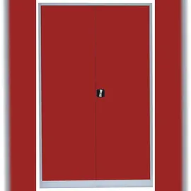 Lüllmann Flügeltürenschrank Aktenschrank 195 x 120 x 42,2 cm Grau/Rot