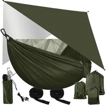 TRIZAND Doppelhängematte 260 x 140 cm Grün