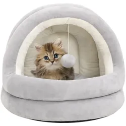 Katzenbett 40x40x35 cm Grau und Creme