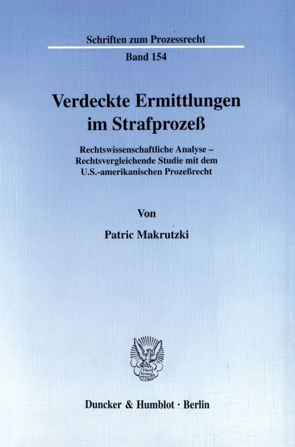 Verdeckte Ermittlungen Im Strafprozeß. - Patric Makrutzki  Kartoniert (TB)
