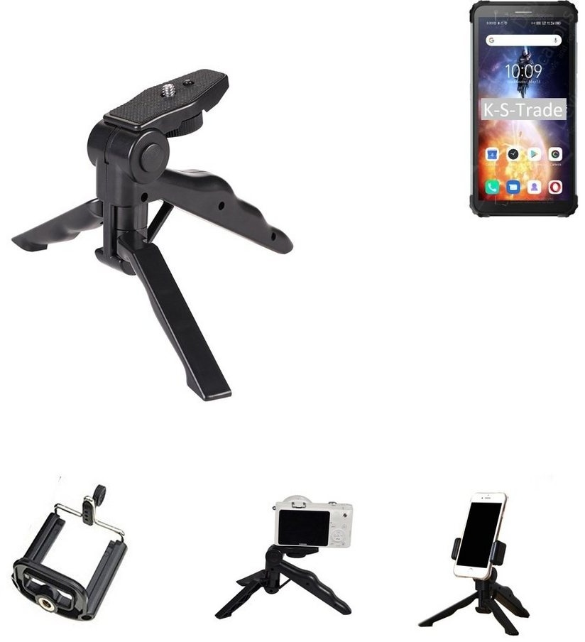 K-S-Trade für Blackview BV6600E Smartphone-Halterung, (Stativ Tisch-Ständer Dreibein Handy-Stativ Ständer Mini-Stativ) schwarz