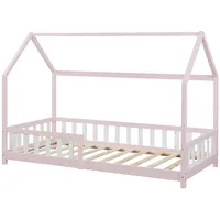 [en.casa] Hausbett Hesel 90 x 200 cm Kiefer rosa