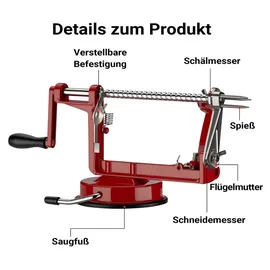 Wiltec Apfelschäler 3 in 1 mit Stahlklingen 30 x 10 x 13 cm