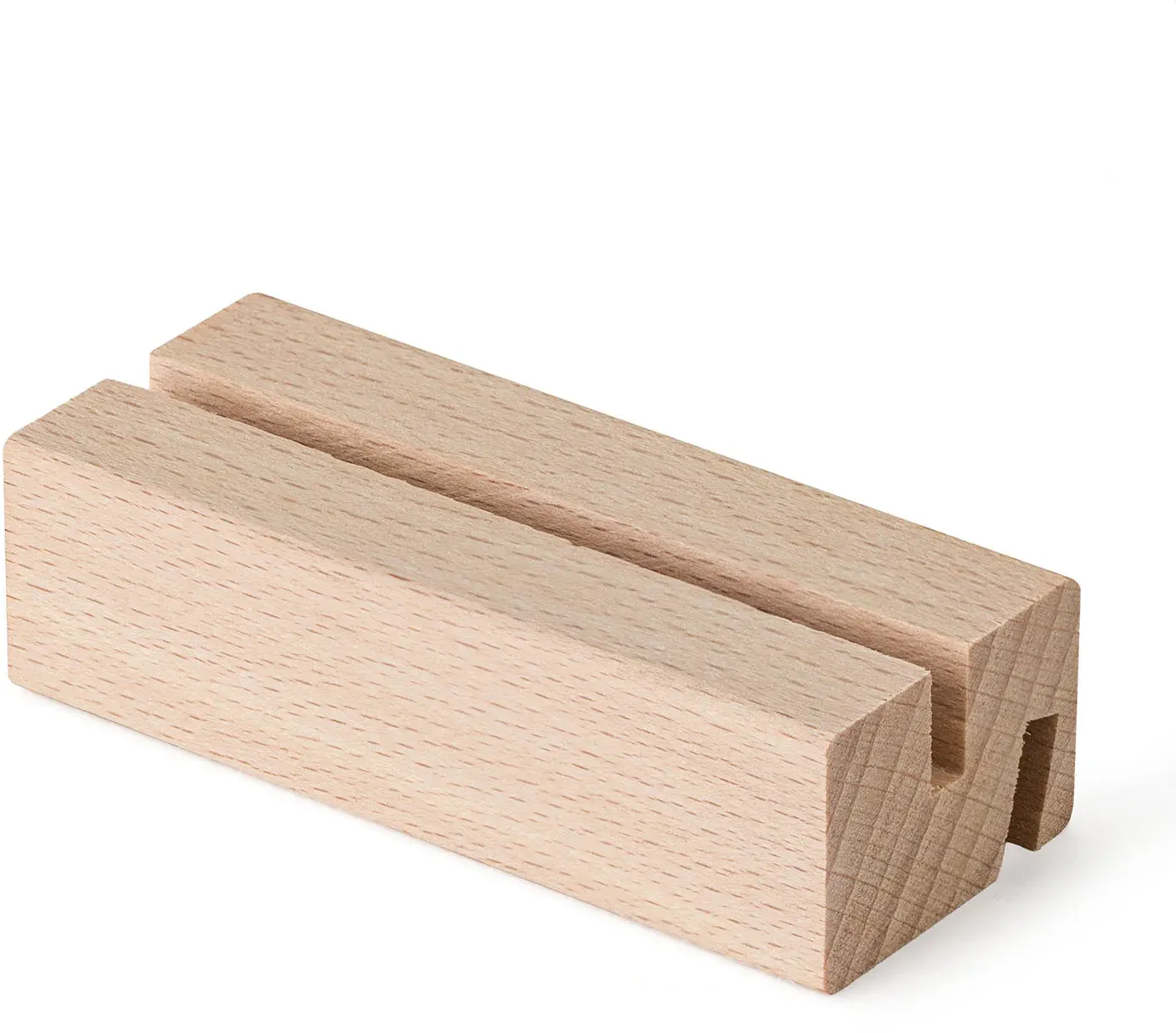 Metrie | Dablin-07BA3 Holz-Kartenhalter, 2 Nut, Reinbuche | 7 cm
