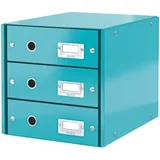 Schubladenbox Click & Store eisblau 6048-00-51, DIN A4 mit 3 Schubladen