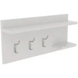 [en.casa] Wandgarderobe, Weiß, 62x30x12 cm, Garderobe, Garderobenleisten & Garderobenhaken