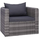 Tidyard Gartenstuhl Polster Kissen Gartensessel Sessel Balkonstuhl Rattanstuhl Rattansessel Relaxsessel Stuhl Gartensofa Gartenmöbel 80 x 72 x 63 cm (B x T x H) Poly Rattan Grau