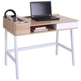 Homcom Schreibtisch Computertisch Bürotisch Arbeitstisch PC Tisch vielseitig verwendbar mit sechs Ablagefächern Schublade Breite Tischplatte für Arbeitszimmer Büro und Wohheim Natur 100 x 55 x 81,5 cm (LxBxH)