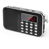 PRUNUS L-218AM Portables Mini Radio AM(MW)/UKW FM/Micro TF Card/USB/MP3, 1200mAh Akku. Geschäfte und Sendestationen [NUR automatisch].