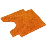WohnDirect Badematten Set 2 teilig - Orange 45 x 45 cm MIT WC-Ausschnitt - rutschfest & Waschbar - Badvorleger, Badezimmerteppich, WC Vorleger