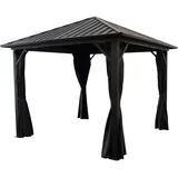 Gartenpavillon Pavillon Alupavillon NOVARA 3x3 schwarz Aluminium, Dach Metall