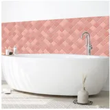 Bilderdepot24 Badrückwand rosa fugenlose Wandverkleidung Bad Unifarben, (Hartfolie matt » Selbstklebend SMART 0,35 mm), wasserfestes Wandpaneel Mosaik Fliesen Altrosa rosa 50 cm x 50 cm
