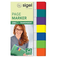SIGEL transparent Haftmarker farbsortiert 7x 40 Streifen