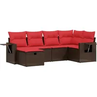 vidaXL Gartensofa-Set mit Kissen, braun, Polyrattan