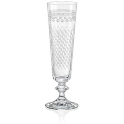 Crystalex Sektglas Sektgläser Bella MADAME KAROLINKA Kristallglas 205 ml 6er Set, Kristallglas, Bohemia, Gravur Guilloche-Dekor weiß