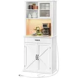 VASAGLE Sideboard mit Beleuchtung wolkenweiß