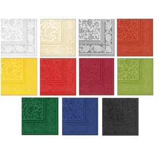Papstar Servietten / Tissueservietten gelb "Royal Collection", "Ornaments" (50 Stück) 40 x 40 cm, 1/4-Falz, Stoffoptik ornamentiert, für Gastronomie, Haushalt oder Feste, #11669