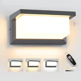 YindaLux Außenleuchte mit Bewegungsmelder, LED 18W Wandleuchte Aussen mit Fernbedienung, IP65 Wasserdichte Modern Wandlampe Innen/Außen, 3000-6500K Dimmbar Außenleuchte für Garten, Terrasse, Anthrazit