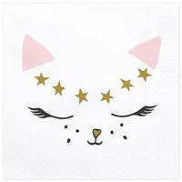 Partydeco 20 Katzen-Servietten Weiß 33 x, 33 cm) -
