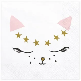 Partydeco 20 Katzen-Servietten Weiß 33 x, 33 cm) - Bunt