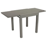 DEGAMO Balkontisch Gartentisch MARINA 70x70cm, ausziehbar auf 140cm, Aluminium silbergrau + Glas grau