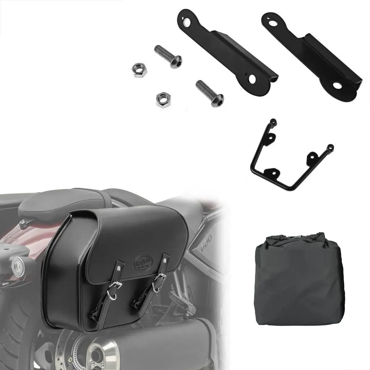 Set: Satteltasche mit Halter passend für Yamaha XV 950 / R 14-20 Fargo 13l rechts + Blinkerverlegung passend für Yamaha XV 950 / R 14-20 Blinker hinten Kit