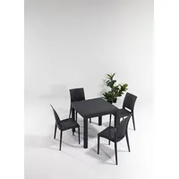 Skye Decor, Rattan 80x80 Small Masa Takimi - Anthracite, Gartentisch- und Stühle-Set (5-teilig), 100 % POLYPROPYLEN, Anthrazit, 80 x 80 x 75 cm - Grau