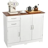 KOMFOTTEU Sideboard Küchenschrank, mit Türen & 2 Schubladen,100 × 40 × 78 cm weiß