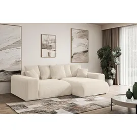 altdecor Ecksofa Cord mit Schlaffunktion 2-Sitzer Beige