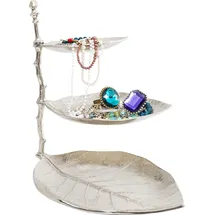 Kare DESIGN 3-stöckige Etagere Leaf Aluminium Silber