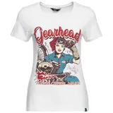 Queenkerosin Print-Shirt Gearhead (1-tlg) mit Frontprint und Rundhalsausschnitt weiß XS