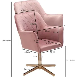 FineBuy Drehstuhl Samt Rosa