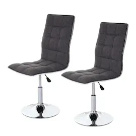 Mendler 2er-Set Esszimmerstuhl HWC-C41, Stuhl Küchenstuhl, höhenverstellbar drehbar, Stoff/Textil FSC® ~ grau
