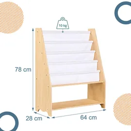 Relaxdays Kinderbücherregal 64 x 28 x 78 cm Kiefer massiv weiß