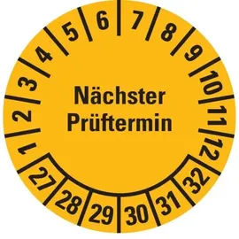 Dreifke Prüfplakette Nächster Prüftermin 27-32 Ø 25 mm Gelb